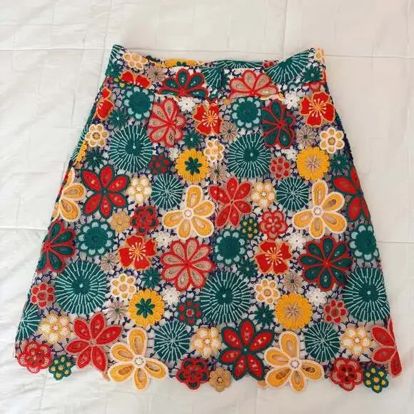 DOLCE & GABBANA MultiColor Floral Lace High Waist Mini Skirt Size 42/6 - Picture 7 of 7